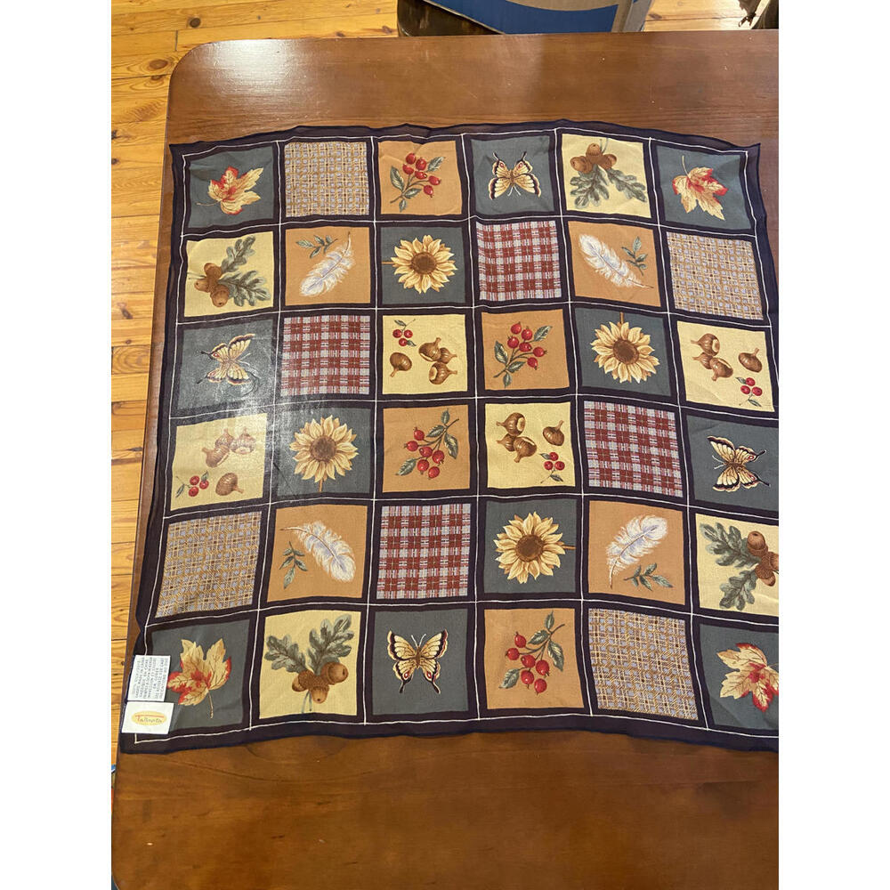 Talbots Silk Scarf with Autumn Motif